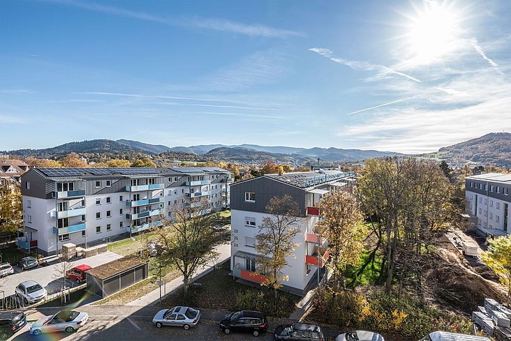 Schrägansicht des neuen Quartiers Belchenstraße.