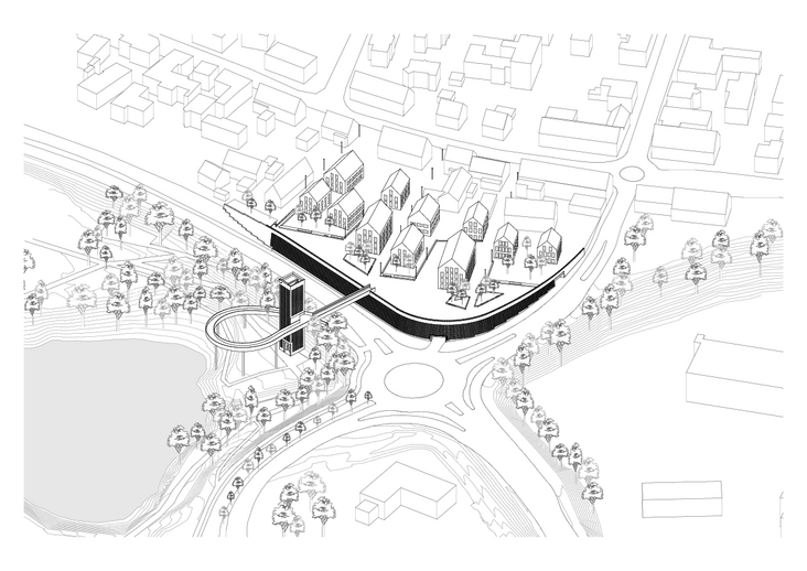 Die Phasierung - Parkhaus, Brücke und Platz werden in weiteren Bauabschnitten durch kleinteilige Bebauung mit Mischnutzung ergänzt (Foto: MONO Architekten)