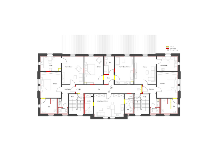Grundriss Obergeschoss mit Boardinghouse (Foto: Architekturbüro Polsfut)